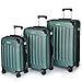 TANTOMI Kofferset 3-teilig, ABS Hartschalenkoffer Set, Reisekoffer Set mit Rollen, Gepäck-Sets (20/24/28 Zoll, Helles Dunkelgrün)