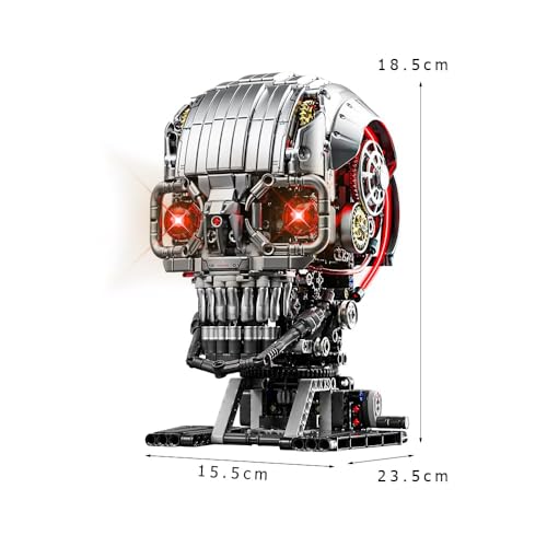 Image of SKY LINE OCEAN Mechanical Skull Building Block Set (1099+ PCS) - Poseable 3D Steampunk Skull Model with Moving Jaw, STEM DIY Construction Kit, Gothic Horror Decor Collectible Gift for Ages 14+