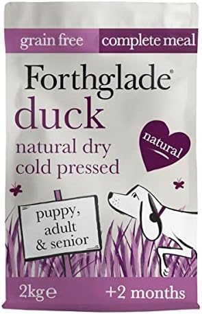 Forthglade Complete Natural Dry Dog Food - Grain Free Duck (2kg) Resealable Bag - Easy to Digest Cold Pressed Dog Food for Puppy, Adult and Senior Dogs