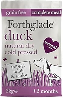 Forthglade Complete Natural Dry Dog Food - Grain Free Duck (2kg) Resealable Bag - Easy to Digest Cold Pressed Dog Food for Puppy, Adult and Senior Dogs