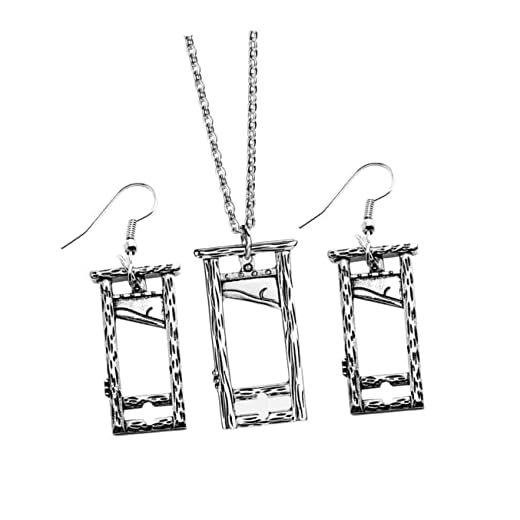 USHOBE 1 Conjunto De Brincos E Colar Conjunto De Joias Brincos Da Moda Conjunto De Presentes Colar Gótico Brincos De Guilhotina Brincos Escuros Ornamentos De Presente De Rock And