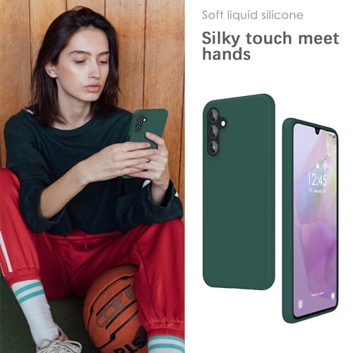 Image of YATWIN Silicone Back Case for Samsung Galaxy A35, Soft-Touch Phone Back Cover for Samsung Galaxy A35 - Dark Green