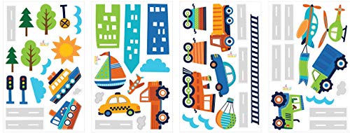 CherryCreek Decals Transportation and City Scene Kids' Room Peel and Stick Wall Sticker Decals - Thumbnail 3