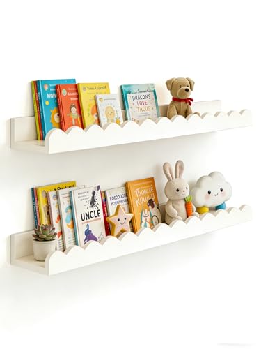 icnjdMopclean Floating Nursery Book Shelves, Scalloped Shelves for Kids Room