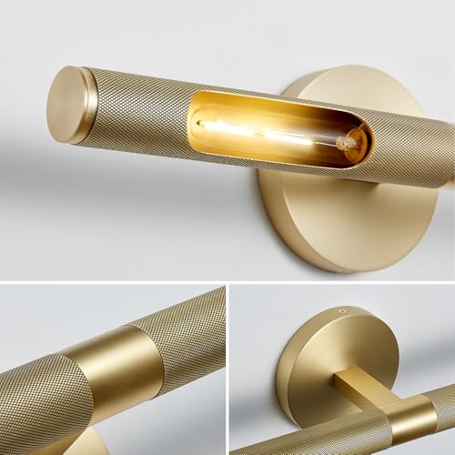 Image of 19 inch L Picture Light Dimmable Vanity Bathroom Light Rotatable 360 Wall Sconce Lights for Pictures Art Gallery Painting Frame,Include Bulbs,Brass 19 inch L x 1.38 inch D