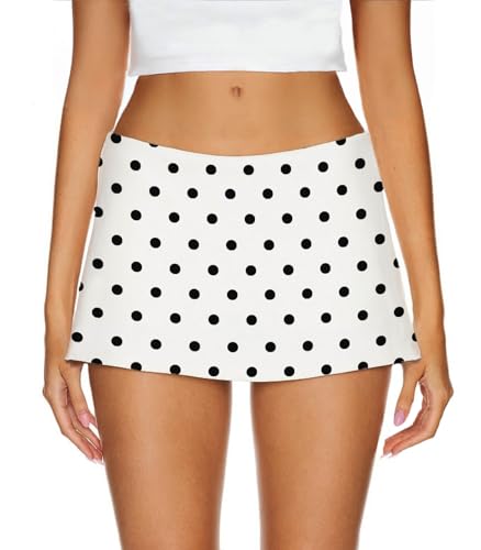 AnotherChill Women's Low Waist Micro Mini Skorts Skirt with Built-in