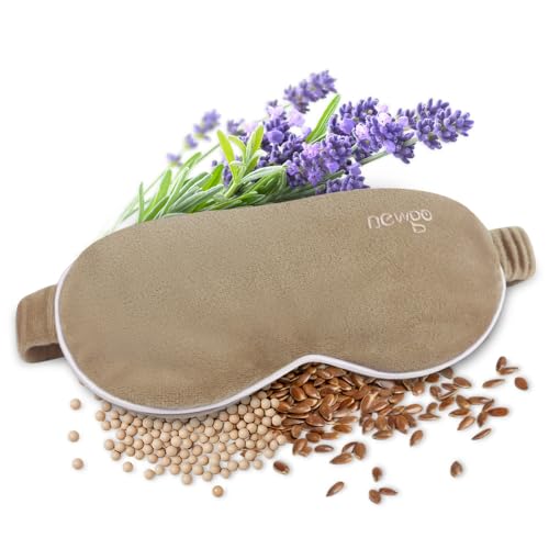 NEWGO Heated Mask, Microwave Heat Compress for Dry Eyes, Moist Heat Therapy Pad for Blepharitis, Stye Treatment & Sinus Relief (Khaki)