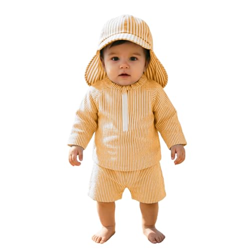 Maillot de bain bébé garçon 2 pièces avec bonnet anti-UV pour 8 ans