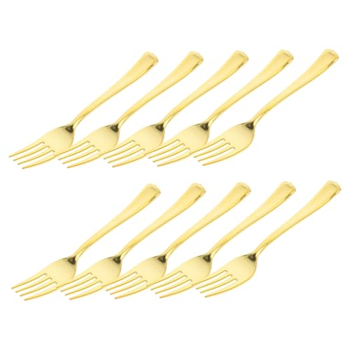 PRETYZOOM 25pcs Disposable Heavy Duty Plastic Gold Forks Mini Dessert Forks for Birthday Parties Weddings Celebrations Practical Party Supplies for Up Versatile Use