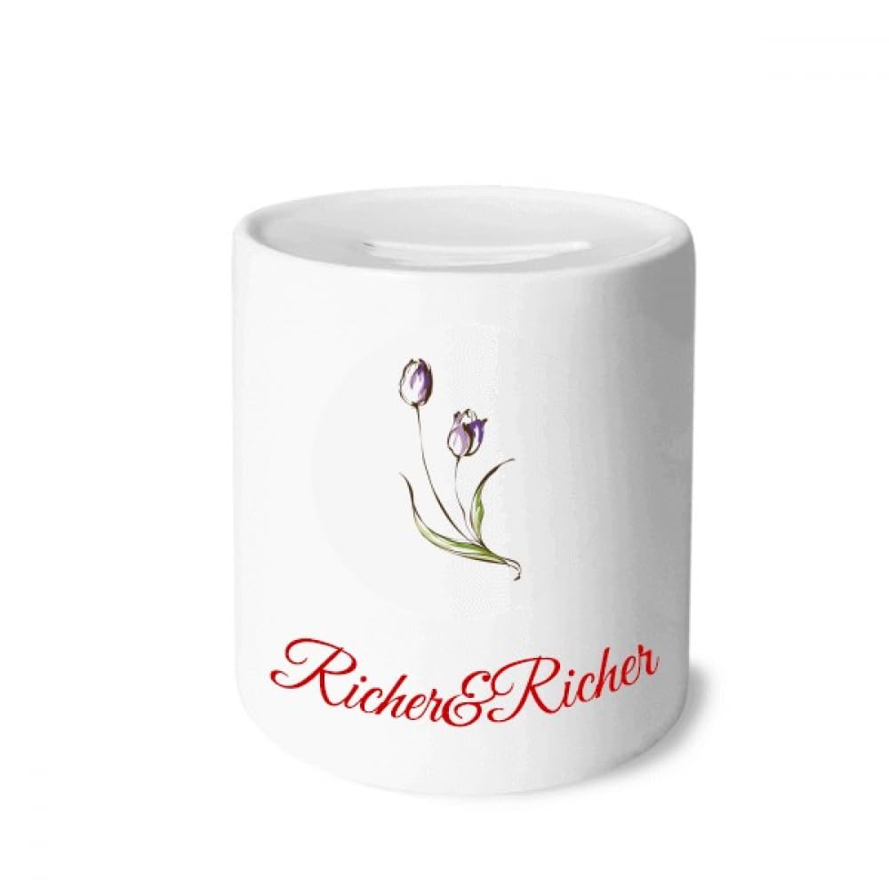 Tirelire en forme de tulipe violette pour décorer une table de chevet