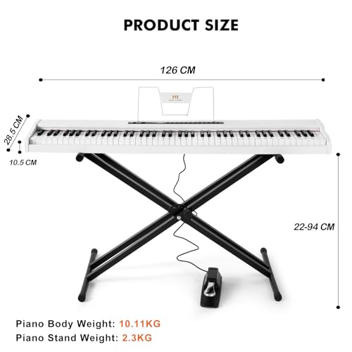 MUSTAR Digital Piano 88 Semi Weighted Keys with Stand Touch Sensitivity, Full Size 88 Key Piano Keyboard Weighted for Birthday Holiday Presents, Bluetooth Connection, Portable Case, Sustain Pedal MUSTAR Digital Piano 88 Semi Weighted Keys with Stand Touch Sensitivity, Full Size 88 Key Piano Keyboard Weighted for Birthday Holiday Presents, Bluetooth Connection, Portable Case, Sustain Pedal