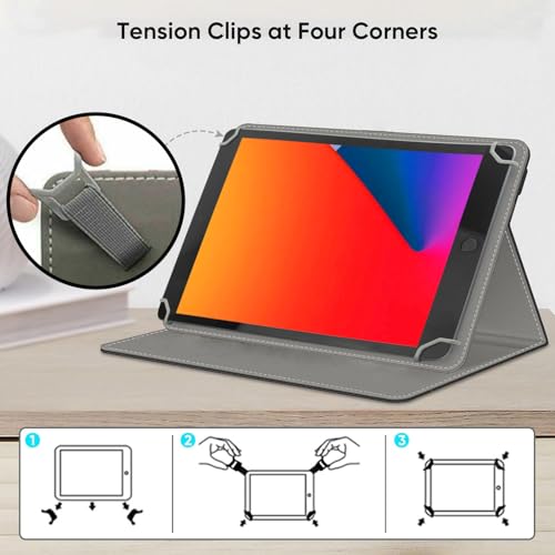 EKAM Universal Stand Folio Case Cover for All 8" Tablets (Fire HD 8, Lenovo Tab M8 8 inch, iPad Mini 5/4/3/2/1,iPad mini 6), PU Leather case Fit for all 8inch tablets (Blue) - Image 6