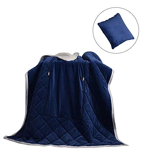 ZSLGOGO Manta de Almohadas de Viaje Suave para Adultos, niño, 2 en 1 Almohada de Cachemira de Cristal cálido y Grueso Manta de Descanso de Oficina de Doble Uso para sofá Coche