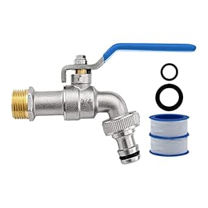 AIMEKE Premium 3/4 inch waterkraan tuin messing kogelkraan buiten vorstbestendige tapkraan met 1 slangaansluitingen + 2 trommelafdichtband voor tuin wasmachine regenton