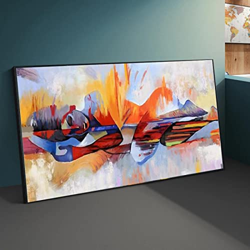 Tableau Bouddha abstrait moderne coloré, toile murale 30x60cm sans cadre pour salon