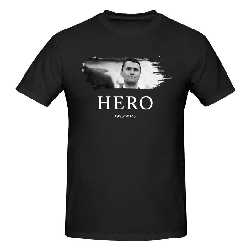 Charlie Kirk Is A Hero Camiseta de Manga Corta con Cuello Redondo Charlie Kirk Is A Hero para Hombre