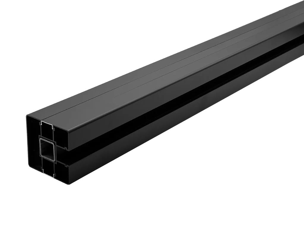 Anthrazit 80x80 mm Aluminium Pfostenset, Pfostenträger und Schrauben inklusive, für WPC Steckzaunsystem, Zaunbohlenpfosten, Eckpfosten, Montageset, Einbetonieren, 180 x 6.8 x 6.8 cm