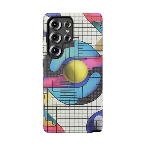Coque Samsung S25 Ultra rigide mate au motif abstrait géométrique coloré bleu
