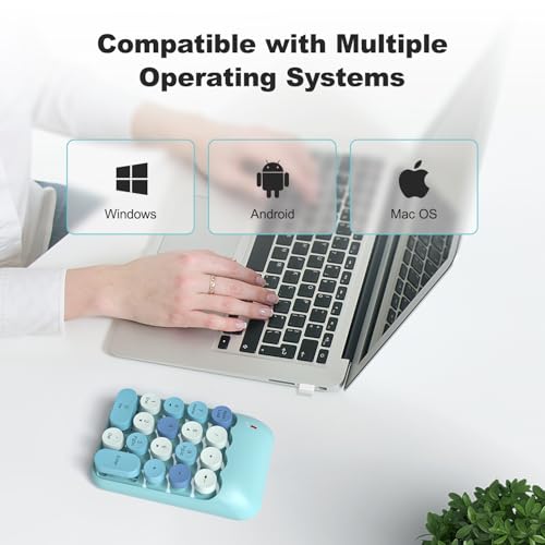 Image of MOFII Wireless Number Pads - Blue Numeric Keypad 18 Keys USB 2.4G Round Keycap Colorful Extensions Keypads, Financial Accounting Portable Numpad 10 Key for Laptop /PC /Notebook /Surface Pro