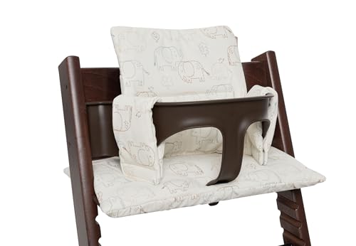 Jollein Réducteur de Chaise Haute - Elephant Tales - Facile à Nettoyer - Coussin de Chaise Haute - 27x45x2 cm