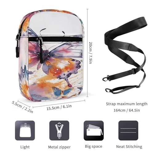 Small Satchel,Watercolor Butterfly Print Small Shoulder Bag,small Messenger Satchel Bags,mini Bag with Adjustable Strap2