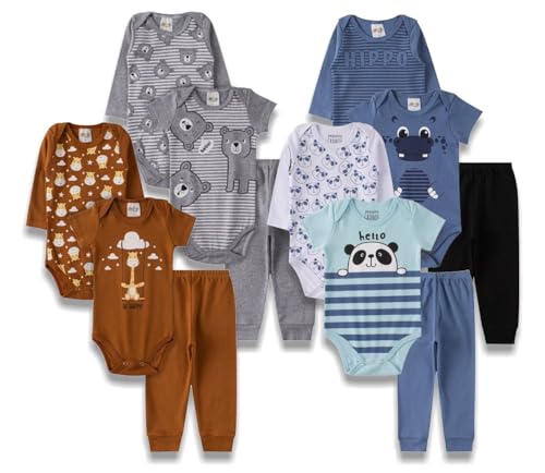 Kit 12 Peças Roupa Infantil Body Bebê Recem Nascido a 12 meses In...