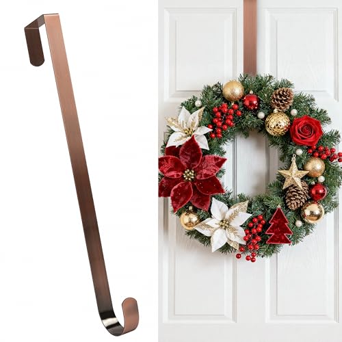 Image of HOOSUN 4th of July Decorations Wreath Hangers for Front Door,12 Inches Metal Wreath Hook Holder for Spring Decor,20 Lbs Over The Door Wreath Hanger for Spring Patriotic Wreath Front Porch Decor