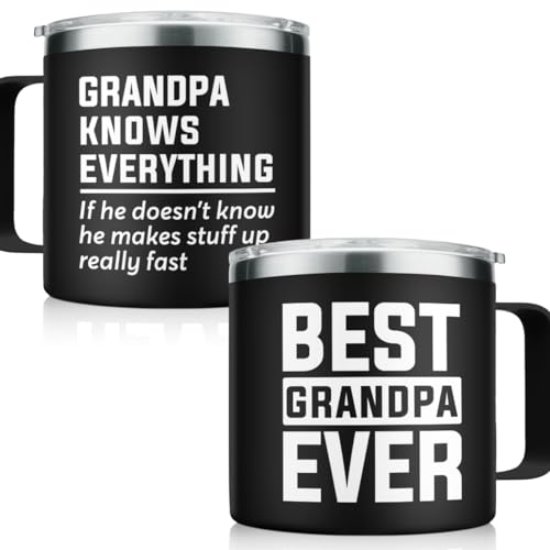 SANDJEST Grandpa Tumbler Insulated Coffee Mug with Handle 14oz Grandpa