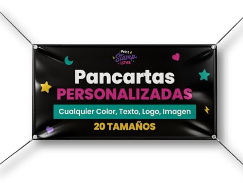 Pancarta Personalizada para Publicidad Exterior - Lona Personalizada con Foto, Logo, Texto, Comunion, Bodas, Banderas - Cartel con Fotos Texto 4 Medidas (100x100 cm)