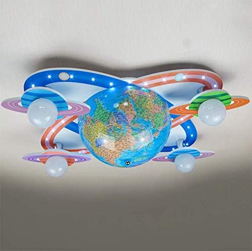 Miniatura 3 de LITFAD 4 cabezas Tellurion LED empotrado lámpara de techo lámpara de techo de madera para niños habitación moderna de dibujos animados lámpara