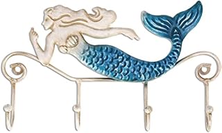 Tooarts Iron Wall Hanger Hook 4 Hooks Decor Wall Mounted for Coats Bags Key Clothes Hook Holder Decorative Gift (Mermaid)