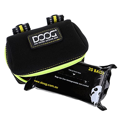 Image of DOOG Walkie Pouch, 20 Pre-Loaded Doggy Waste Bags, Easily Clips On Leashes, Keep Hands Free (Neoprene), Bolt