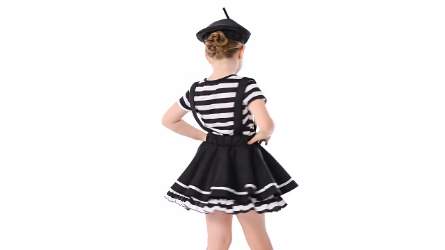 Disfraz Infantil de Payaso Mimo Top Rayado y Falda con Tirantes miniatura 6