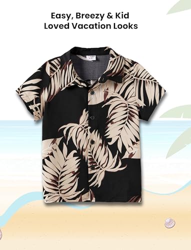 Image of PATPAT Family Hawaiian Matching Outfits - Mommy and Me Vacation Outfits | Halter Sundresses and Button Down Shirts,Caribbean Vacation Summer Tropical Outfits,Hawaiian Boho Tropical Floral Printed