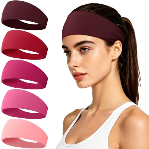 Image of Sweat Band, 5 Pack Headband Moisture Wicking for Running Sports