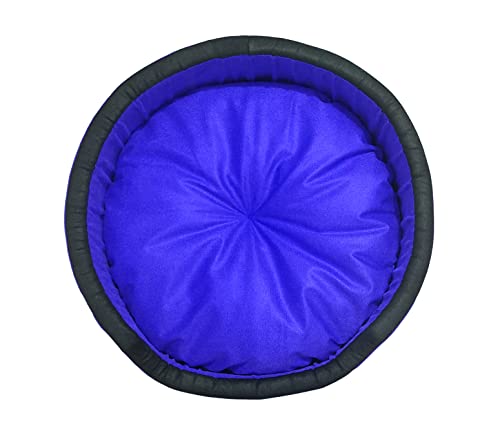 Image of Medium Size Dog and Cat Bed Round Shape Export Quality Ultrasoft Micro Fiber Filling for Extra Comfert Dual Color Blue-Black Machine Washable Anti Skid Base Pet Bed
