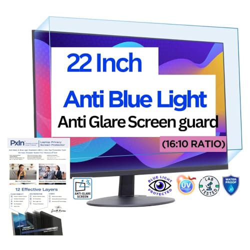 Image of Pxin 22 Inch (16:10) Monitor Screen Protector | Anti Glare | Touch Support | Blue Light Filter | 99% UV A /B /C Block | Scratch Resistant Matte Film | Reduce Digital Eye Strain
