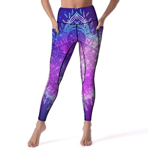 Legging yoga taille haute anti transparent pour fitness et gym violet S
