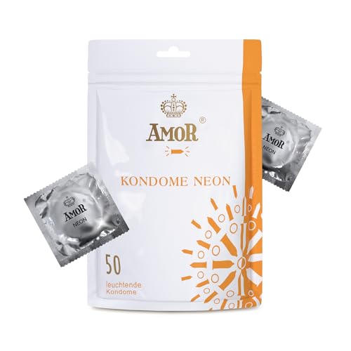 AMOR Premium Neon, Leuchtkondome Ø 53 mm, 50 Stück
