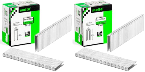 Image of meite 18 Gauge 1 /4-Inch Narrow Crown Staples, 1-1 /8-Inch Length Galvanized Staples for Heavy Duty and Upholstery (4,000 Counts) (Pack of 2)