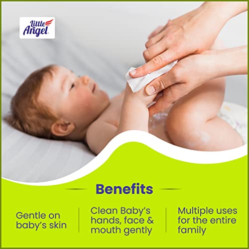 Image of Little Angel Super Soft Cleansing Baby Wipes, 648 Count, Enriched with Aloe vera & Vitamin E, pH Balanced, Dermatologically Tested & Alcohol-free, Pack of 18, 72 count /pack