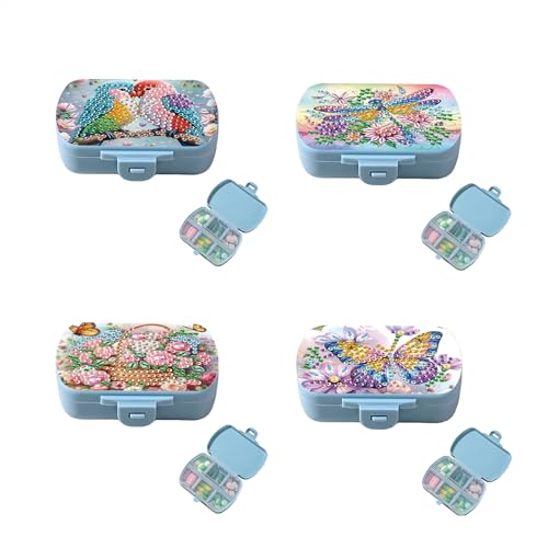 Image of ARTopet 4Pcs Diamond Art Painting Mini Storage Box with 6-Grid Creative Design Compact Portable Small Case for Purse Travel Daily-02