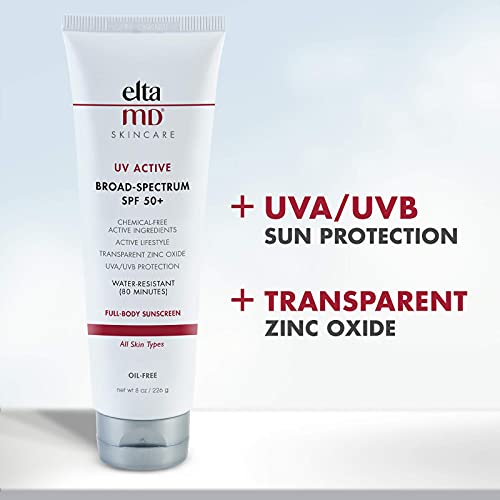 Eltamd Uv Active Spf 50+ Mineral Sunscreen Lotion, Broad Spectrum Physical Sunscreen For Face And Body, Water-Resistant Up To 80 Minutes, Oil-Free, Non-Greasy, Full Body Sunscreen, 8.0 Oz Tube #TOP5