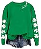 Huovud St. Patrick’s Day Sweatshirts for Women, Lightweight Shamrock Clover Graphic Long Sleeve Casual Irish Loose Fit Tops #3