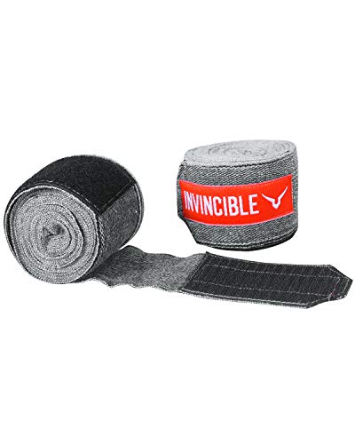 Image of INVINCIBLE Nylon Mexican Style Semi-Stretch Hand Wraps (Grey-Melange, 4.5 Meter)