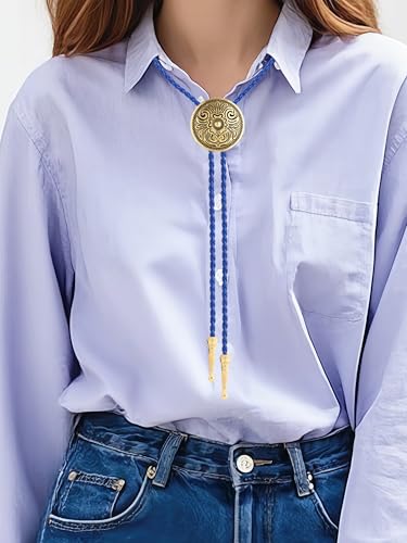 Image of GelConnie Floral Bolo Tie for Men Womens Bolo Tie Necklace Native American Black Men's Bolo Ties Western Cowboy Bolero Ties