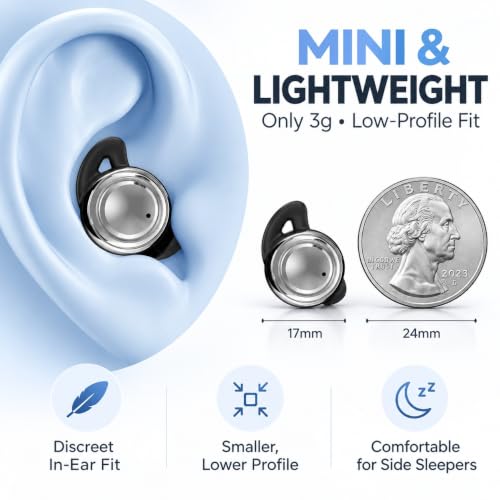Zqoxtr ANC Sleep Earbuds for Side Sleepers, Mini Low-Profile Sleeping Headphones for Snoring & Night Noise, Sleep Mode with No Low-Battery Beep, White Noise, 48H Charging Case, Bluetooth 6.0, Black - image 6