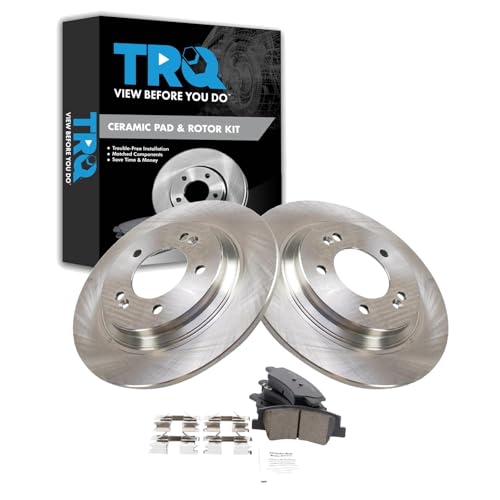 Image of TRQ Rear Brake Pad and Rotor Set Ceramic Compatible with 2020-2021 Hyundai Sonata 2021 Kia K5