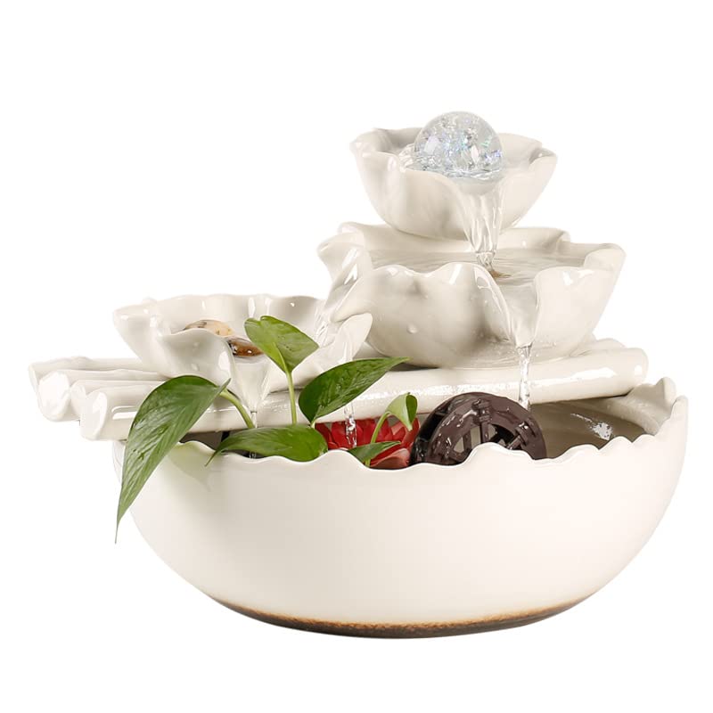 MIXIUJIEN Fontana d'acqua in ceramica per interni, tranquilla fontana da tavolo per decorazione domestica, meditazione e relax, regalo perfetto per l'inaugurazione della casa con atomizzatore (senza
