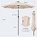 FLAME&SHADE 9 ft Patio Umbrella with Solar Lights, 40 LED Lighted Table Outdoor Umbrella for Deck, Pool, Porch, Backyard, Market, Garden, 8 Sturdy Ribs, UV Protection, Beige